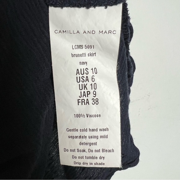 Camilla & Marc Brunetti Tiered Ruffle Mini Skirt Navy Blue Size 6 - Picture 4 of 6